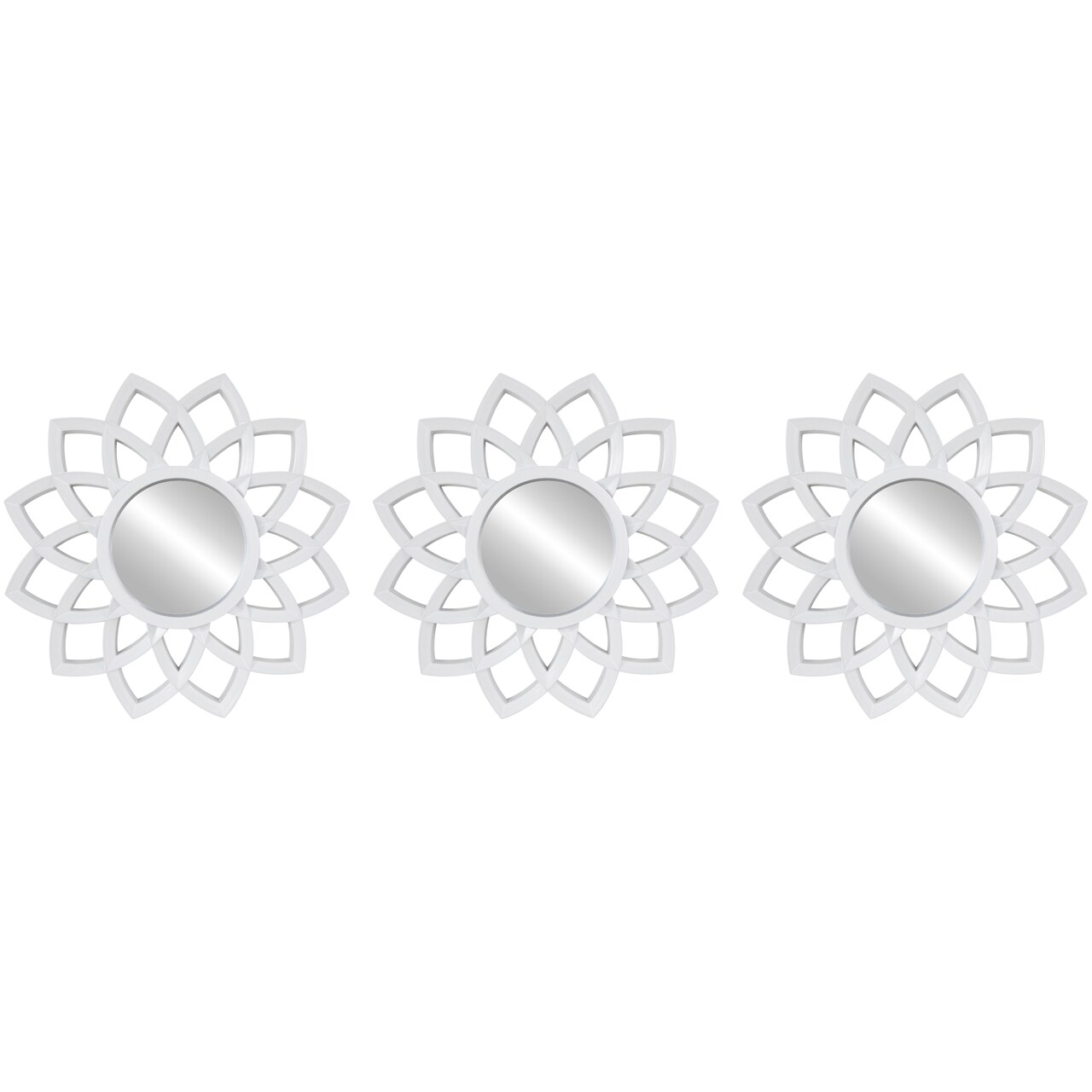 Northlight Set of 3 Arched Floral Matte White Wall Mirrors 9.5"